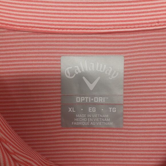Callaway Opti-Dri Men’s XL Coral Thin Striped Performance Golf Polo Shirt - Picture 4 of 8